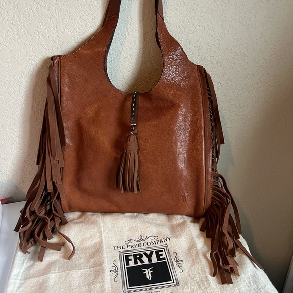 Frye Handbags - Frye Tan Leather Fringe Shoulder Bag